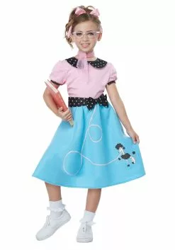 California Costume Collection Girls Blue 50's Sock Hop Dress Costume