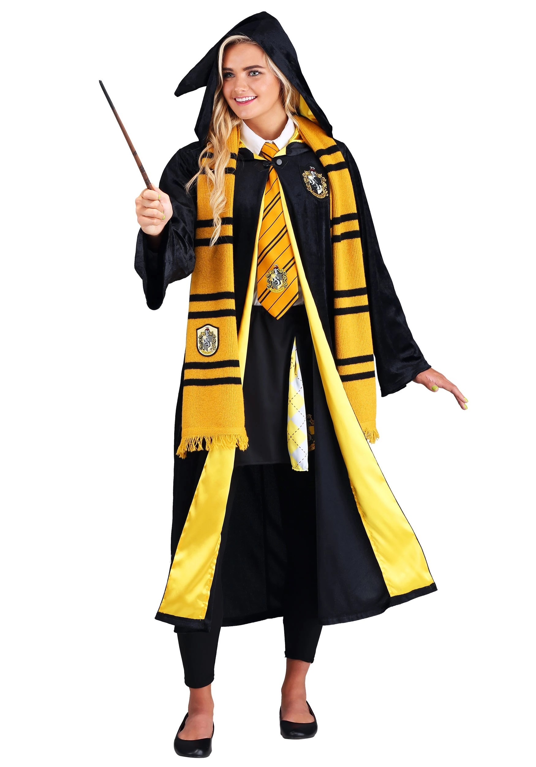 Jerry Leigh Deluxe Harry Potter Adult Plus Size Hufflepuff Robe Costume 6 Jerry Leigh Deluxe Harry Potter Adult Plus Size Hufflepuff Robe Costume - Image 4