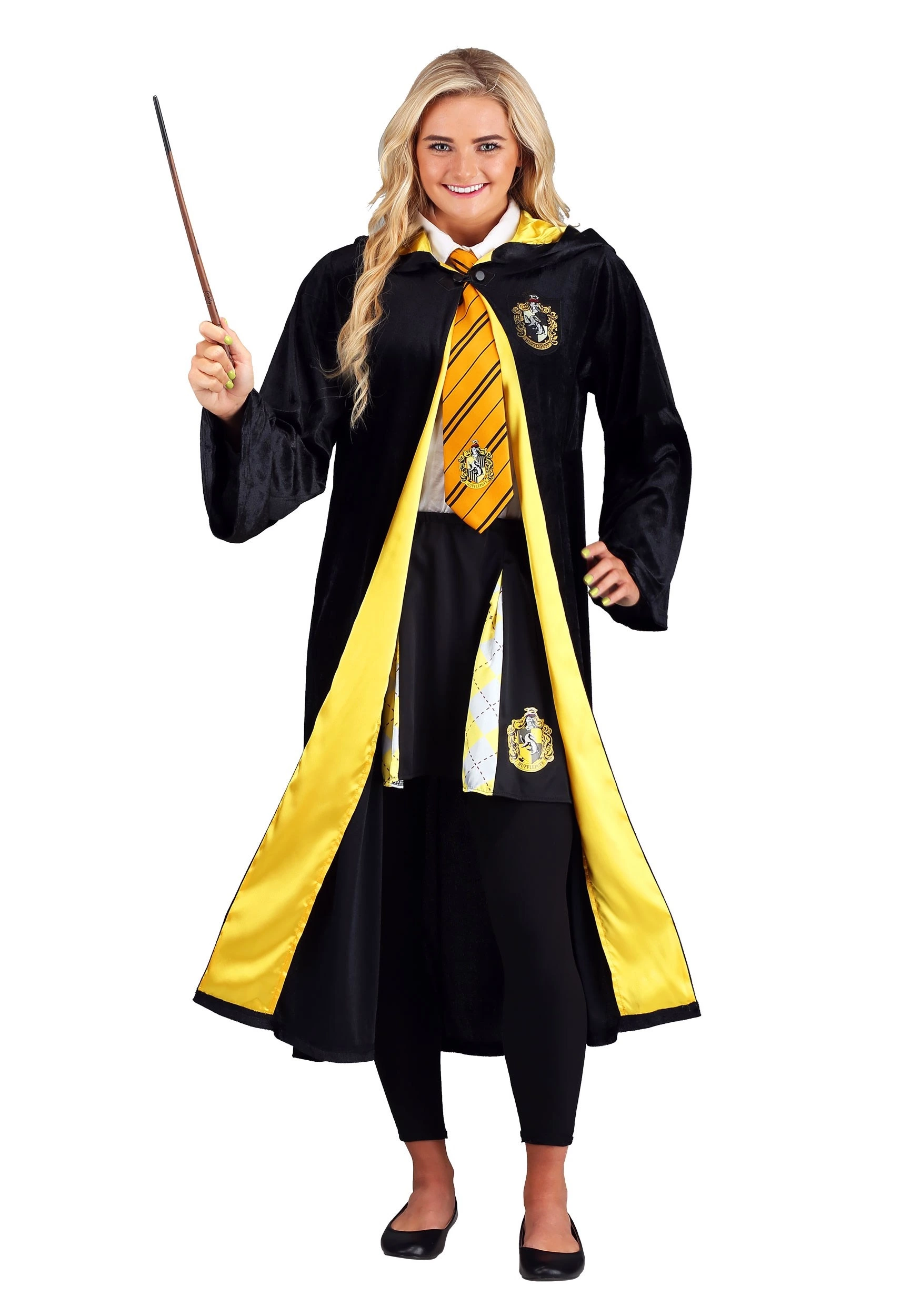 Jerry Leigh Deluxe Harry Potter Adult Plus Size Hufflepuff Robe Costume 3 Jerry Leigh Deluxe Harry Potter Adult Plus Size Hufflepuff Robe Costume