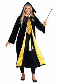 Jerry Leigh Harry Potter Deluxe Hufflepuff Robe Costume For Adults -Costumes Sales harry potter adult deluxe hufflepuff robe alt1