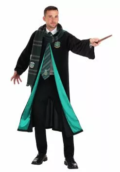 Jerry Leigh Harry Potter Deluxe Slytherin Robe Costume For Adults -Costumes Sales harry potter adult deluxe slytherin robe alt 3
