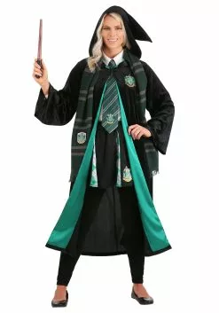 Jerry Leigh Harry Potter Deluxe Slytherin Robe Costume For Adults -Costumes Sales harry potter adult deluxe slytherin robe alt 6