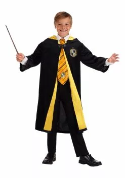 Jerry Leigh Harry Potter Kids Deluxe Hufflepuff Robe Costume -Costumes Sales harry potter child deluxe hufflepuff robe alt 6