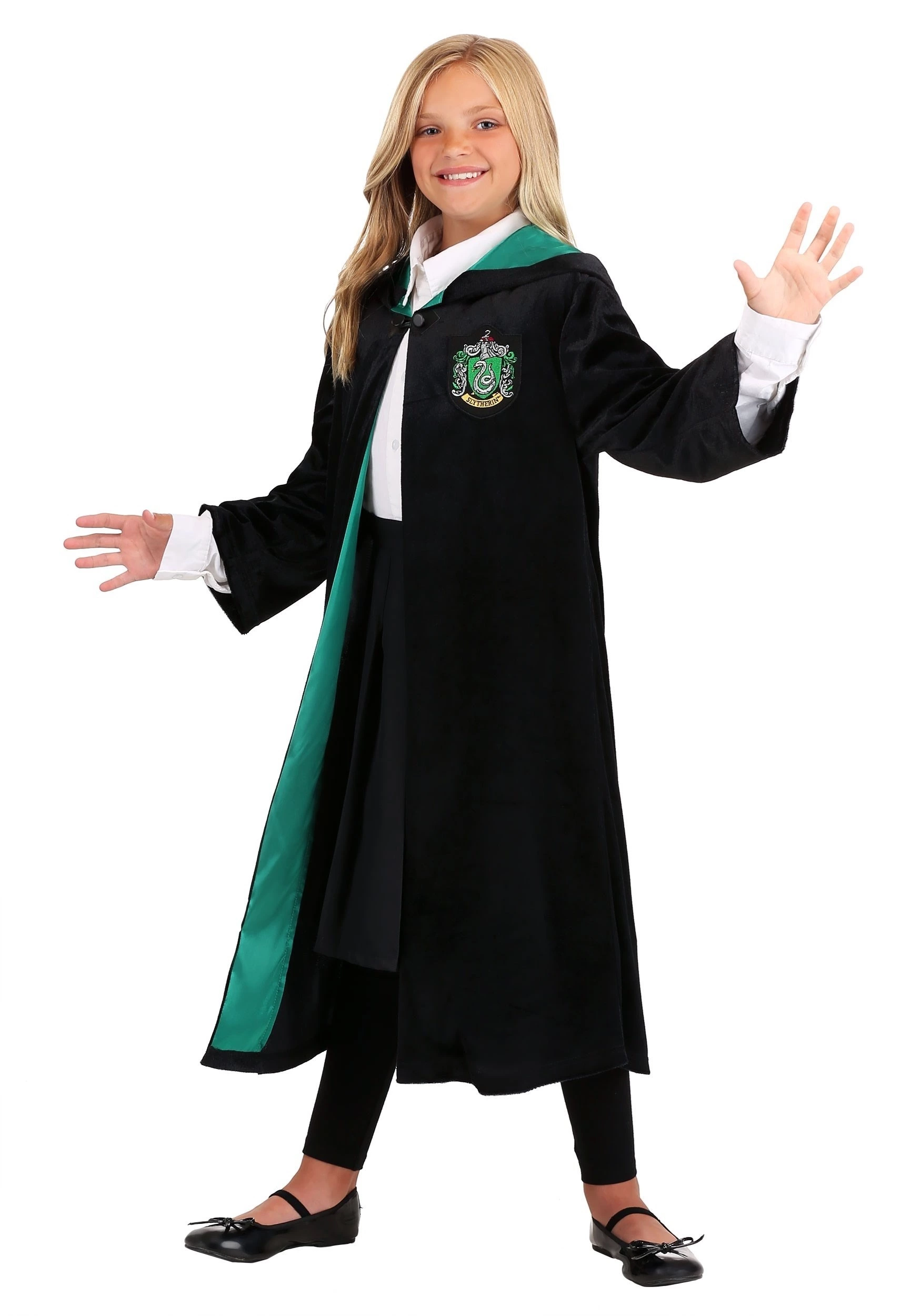 Jerry Leigh Harry Potter Kids Deluxe Slytherin Robe Costume 8 Jerry Leigh Harry Potter Kids Deluxe Slytherin Robe Costume - Image 6