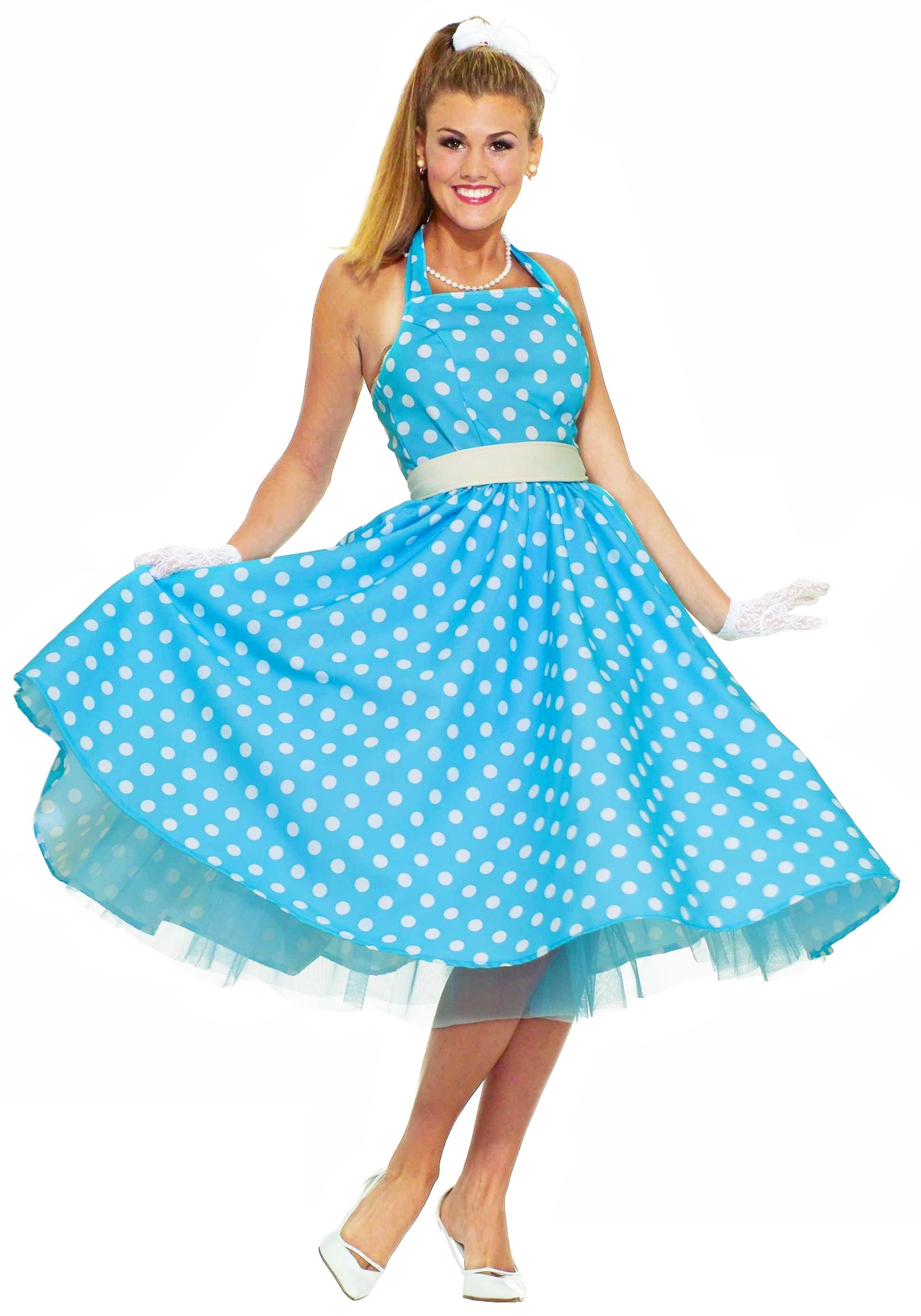 Forum Novelties, Inc Women's 50s Blue Polka Dot Costume Dress 3 Forum Novelties, Inc Women's 50s Blue Polka Dot Costume Dress