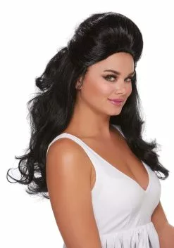 Dreamgirl Women's Black Bouffant Wig Accessory 7 Dreamgirl Women's Black Bouffant Wig Accessory -Costumes Sales womens black bouffant alt 2